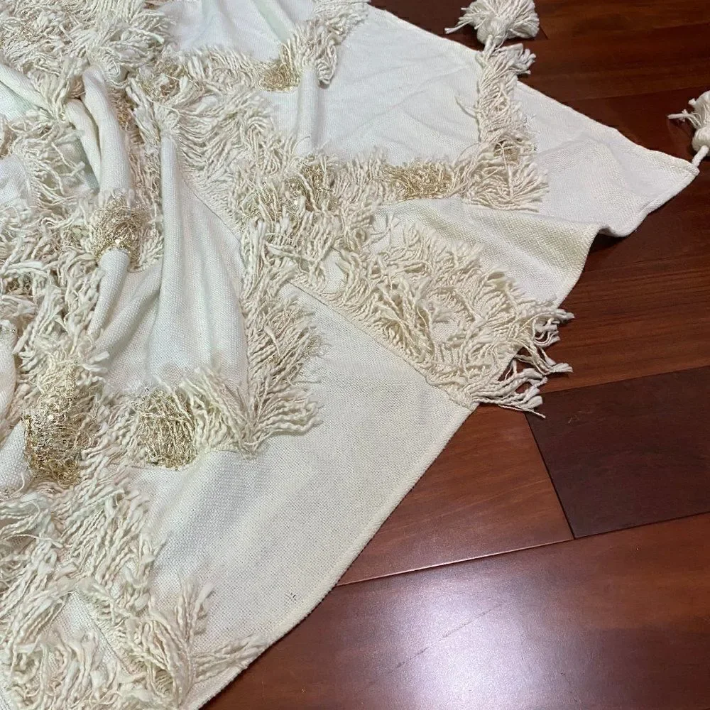 ANTHROPOLOGIE Fringe Bay Throw Blanket